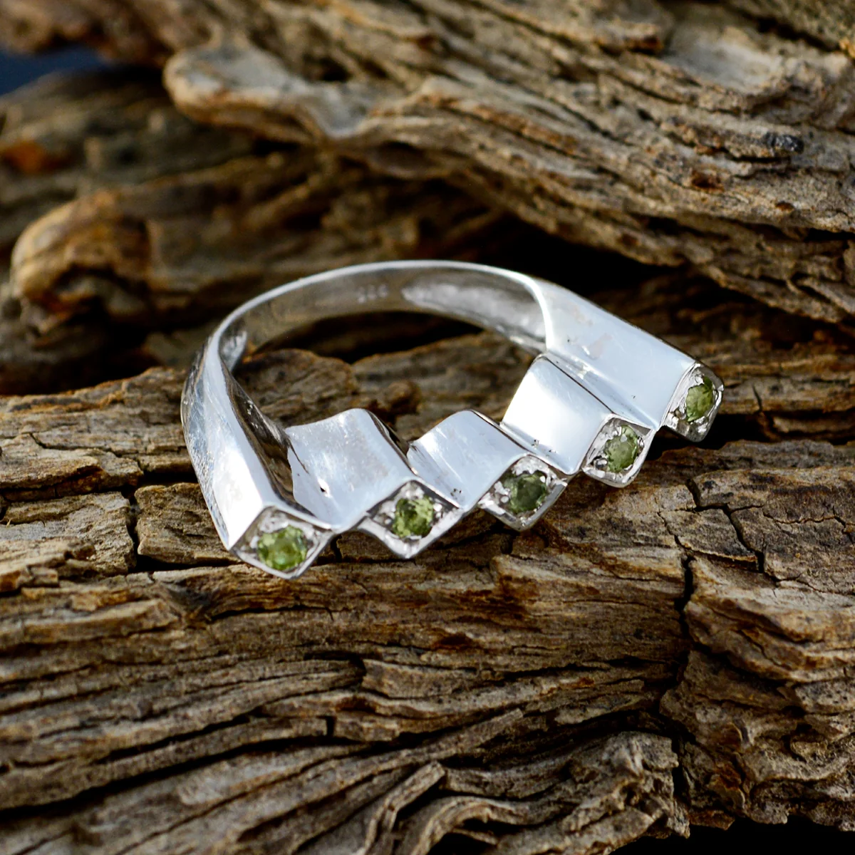 Peridot Penta Indian 925 Silver Green Gems Mid-weight Artisan Ring Jewelry - Image 4