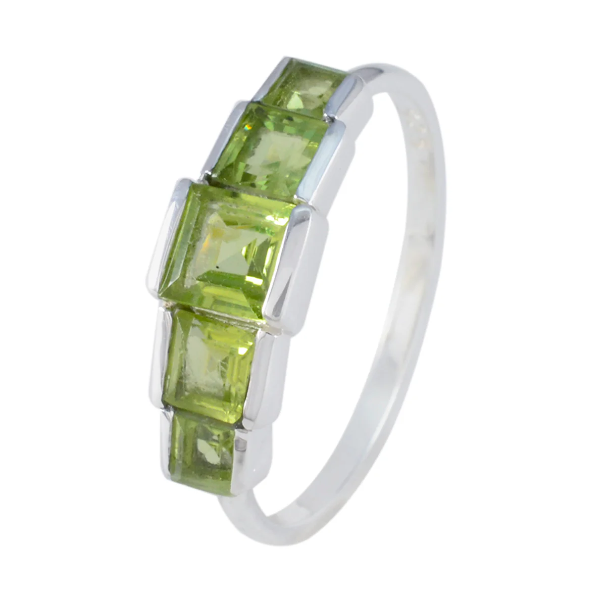 Peridot Penta Turkish 92.5 Silver Green Gemstones Delicate Glamorous Ring Jewellery - Image 2