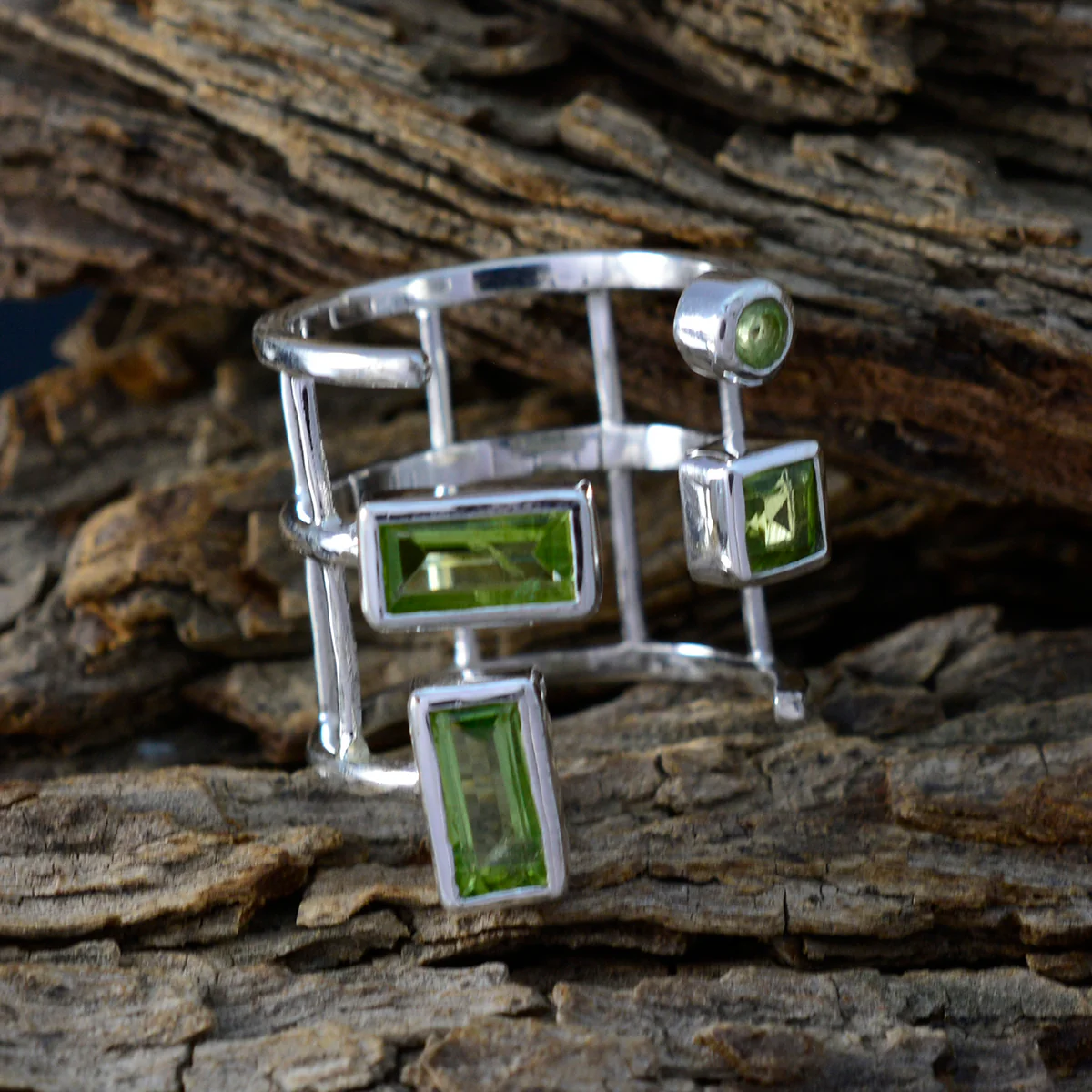 Peridot quarter Moroccan 925 Silver Green Gems Mid-weight Signet Ring Jewelry - Image 3