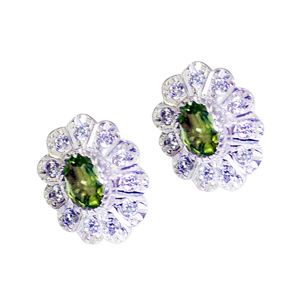 Peridot Russian Laura multiple Stud Green 925 Sterling Silver Earring - Image 2