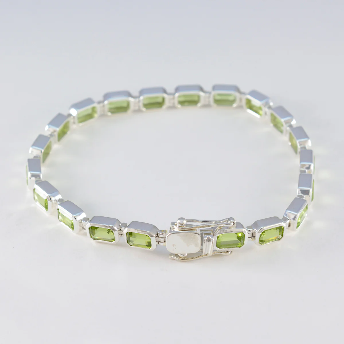 Peridot Silver Week Minimal Green Silver Tennis Bracelet - Image 3