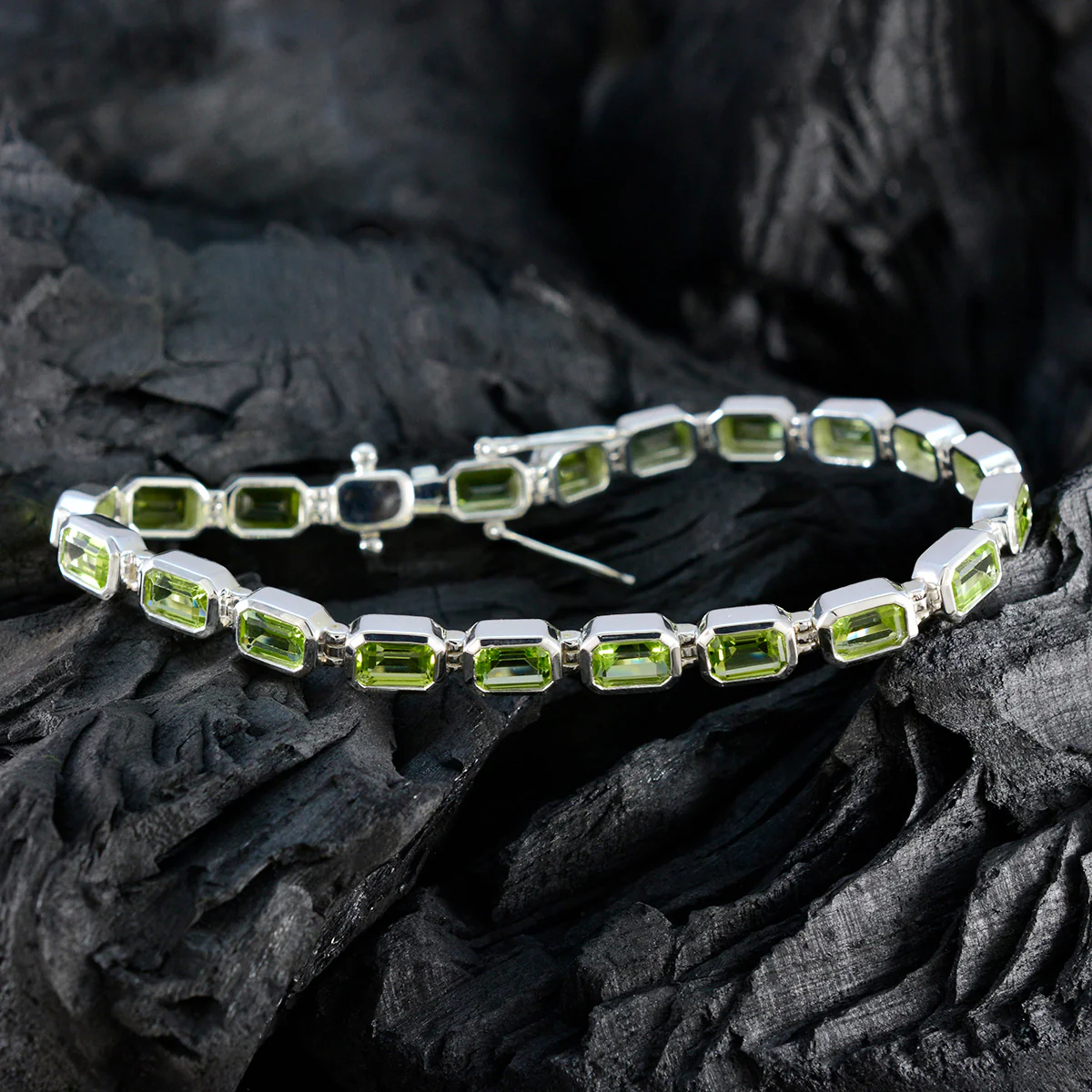 Peridot Silver Week Minimal Green Silver Tennis Bracelet - Image 5