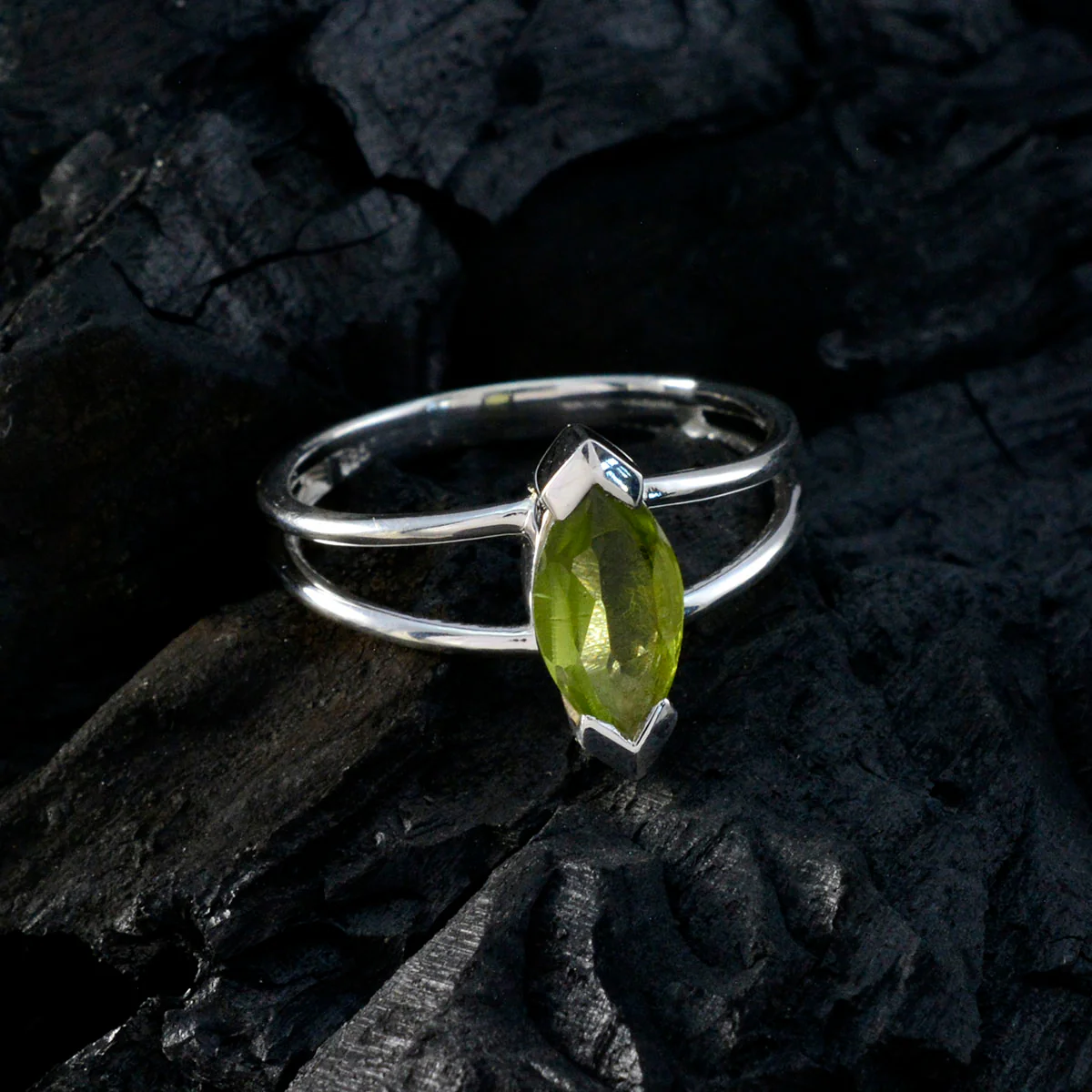 Peridot Solitaire American 92.5 Silver Green Gemstones Whisper-thin Trendy Ring Jewelry - Image 4
