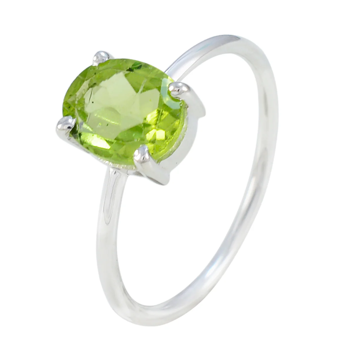 Peridot Solitaire American 925 Sterling Silver Green Gemstone Elegant Glamorous Ring Jewellery - Image 2