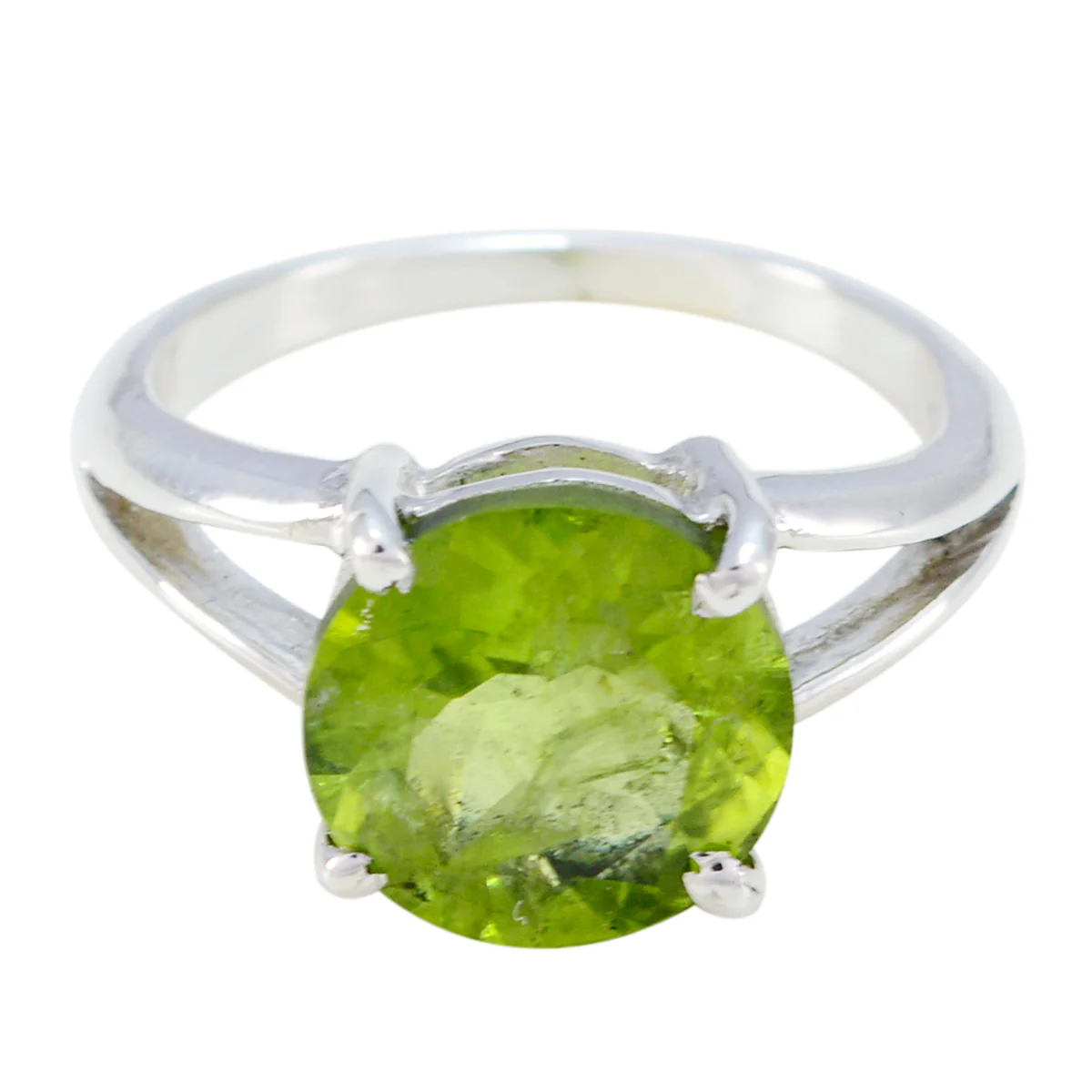 Peridot Solitaire American Silver Green Gems Whisper-thin Fairytale Ring Jewelry