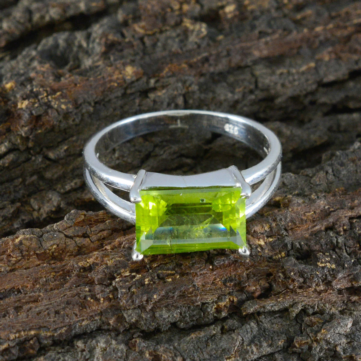 Peridot Solitaire Egyptian 92.5 Silver Green Gemstones Minimal Trendy Ring Jewelry - Image 3