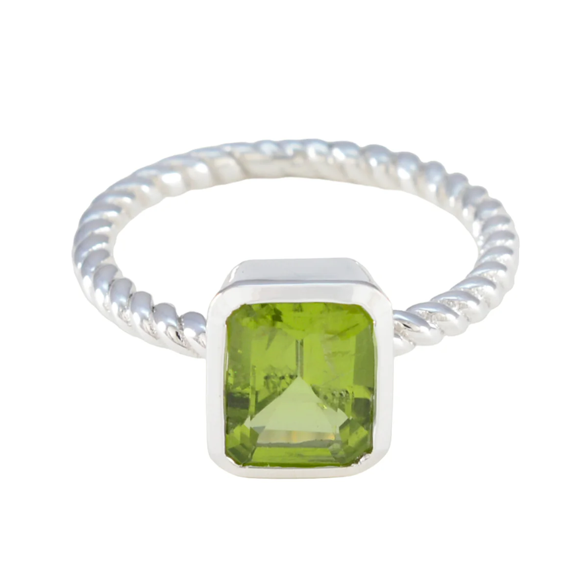 Peridot Solitaire Indian 92.5 Silver Green Gemstones Featherlight Trendy Ring Jewelry