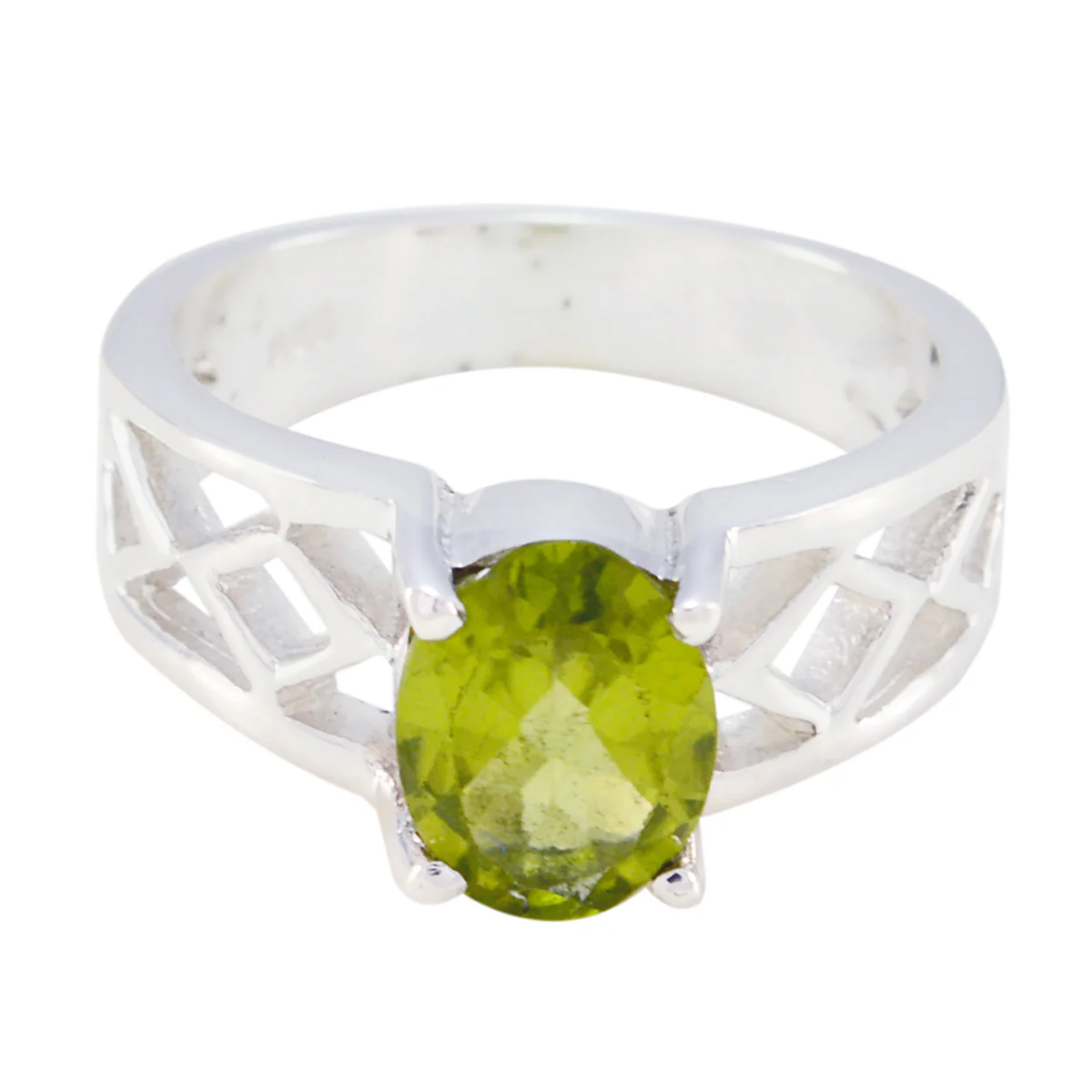 Peridot Solitaire Italian Silver Green Gemstones Featherlight Rope-Wire Ring Jewellery - Image 2