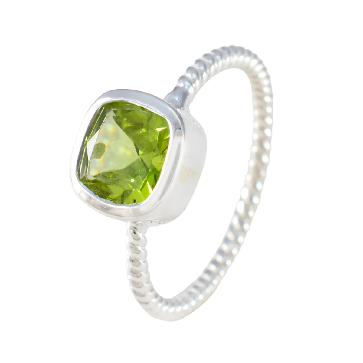 Peridot Solitaire Japanese 92.5 Silver Green Gems Dainty Abstract Ring Jewellery - Image 2
