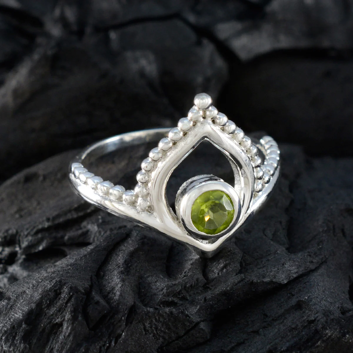 Peridot Solitaire Korean 925 Silver Green Gemstones Whisper-thin Modern Ring Jewellery - Image 4