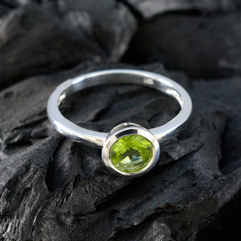 Peridot Solitaire Korean Silver Green Gemstone Dainty Trendy Ring Jewellery - Image 4