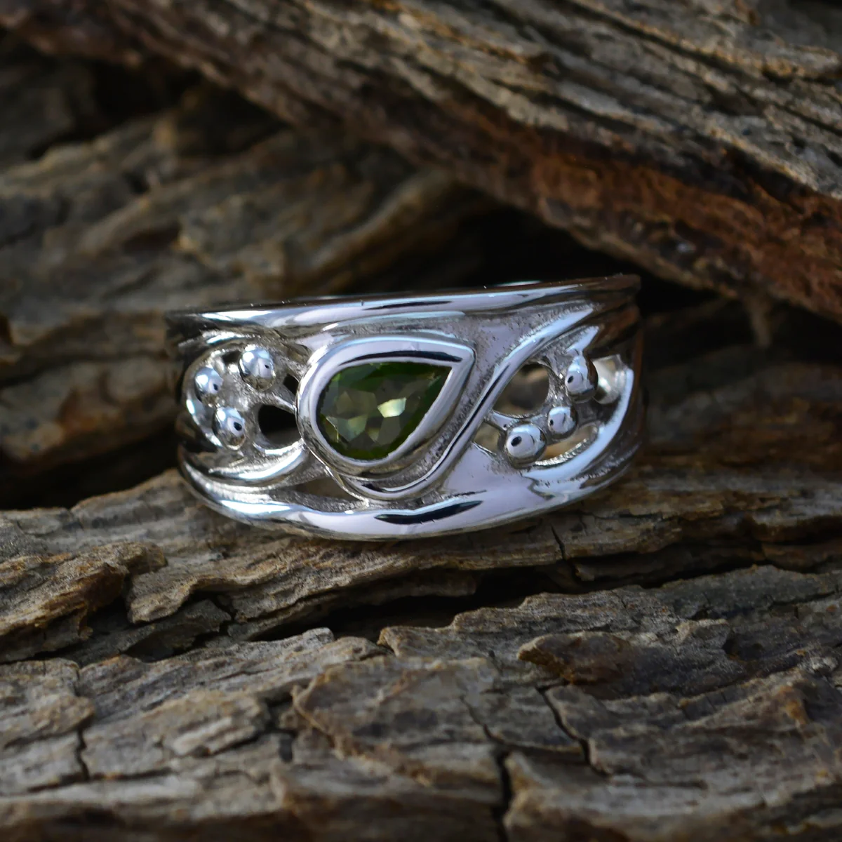 Peridot Solitaire Moroccan 92.5 Silver Green Gems Classic Romantic Ring Jewelry - Image 3