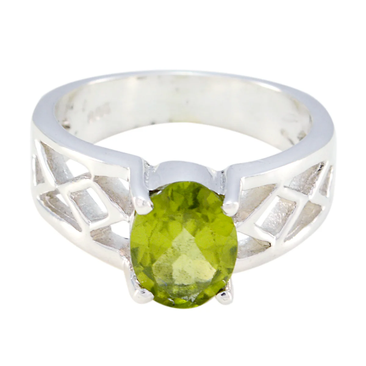 Peridot Solitaire Russian 92.5 Silver Green Gemstone Slim Traditional Ring Jewellery - Image 2