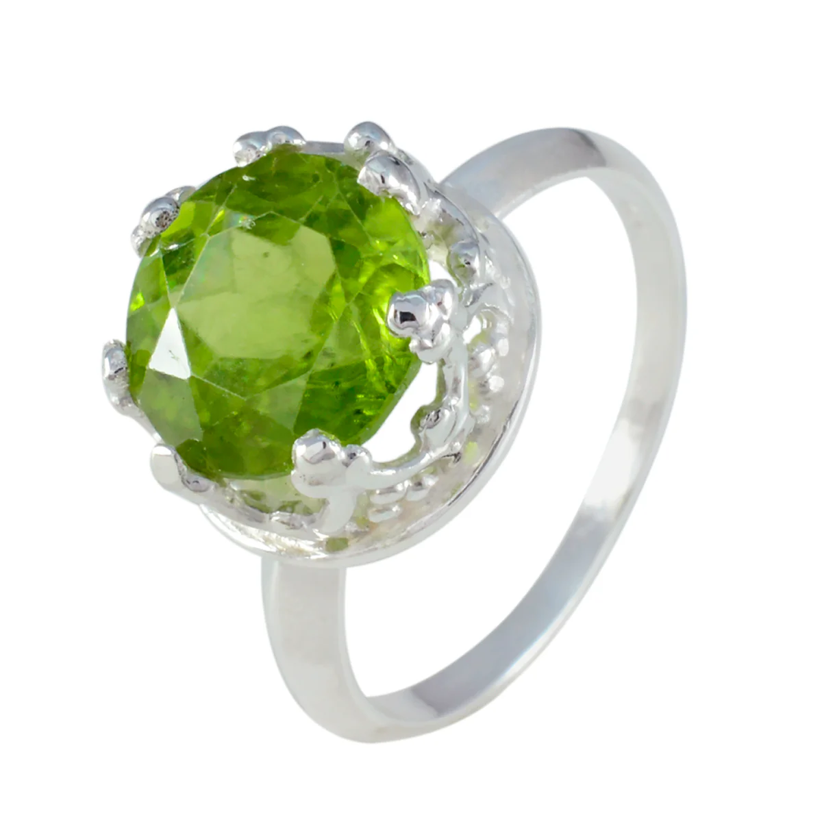 Peridot Solitaire Russian 925 Silver Green Gemstone Mid-weight Feminine Ring Jewellery - Image 2