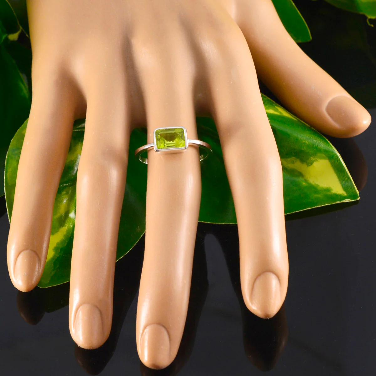 Peridot Solitaire Turkish Silver Green Gemstones Dainty Artisan Ring Jewelry - Image 5