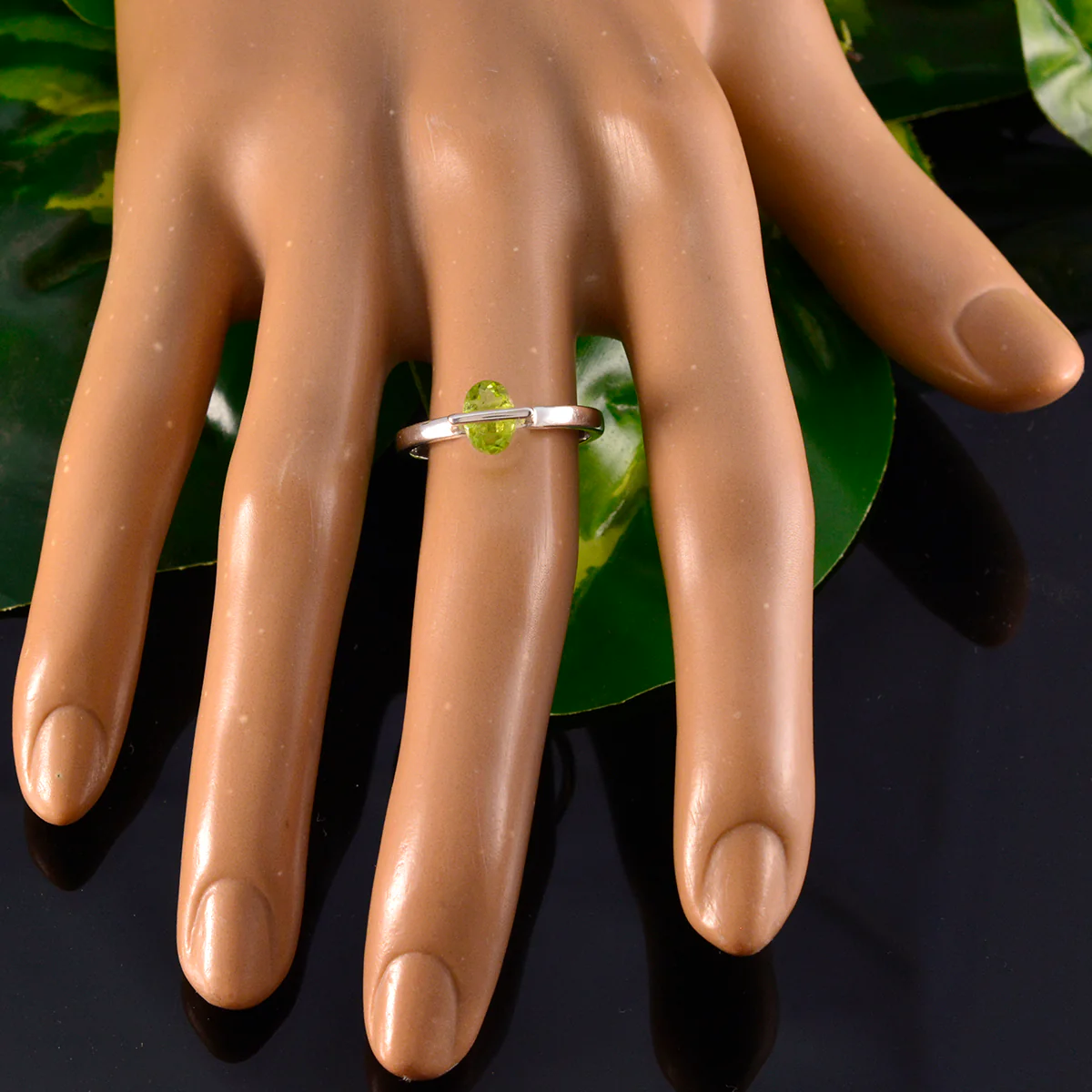 Peridot Solitaire Turkish Sterling Silver Green Gemstone Delicate Luxurious Ring Jewelry - Image 5
