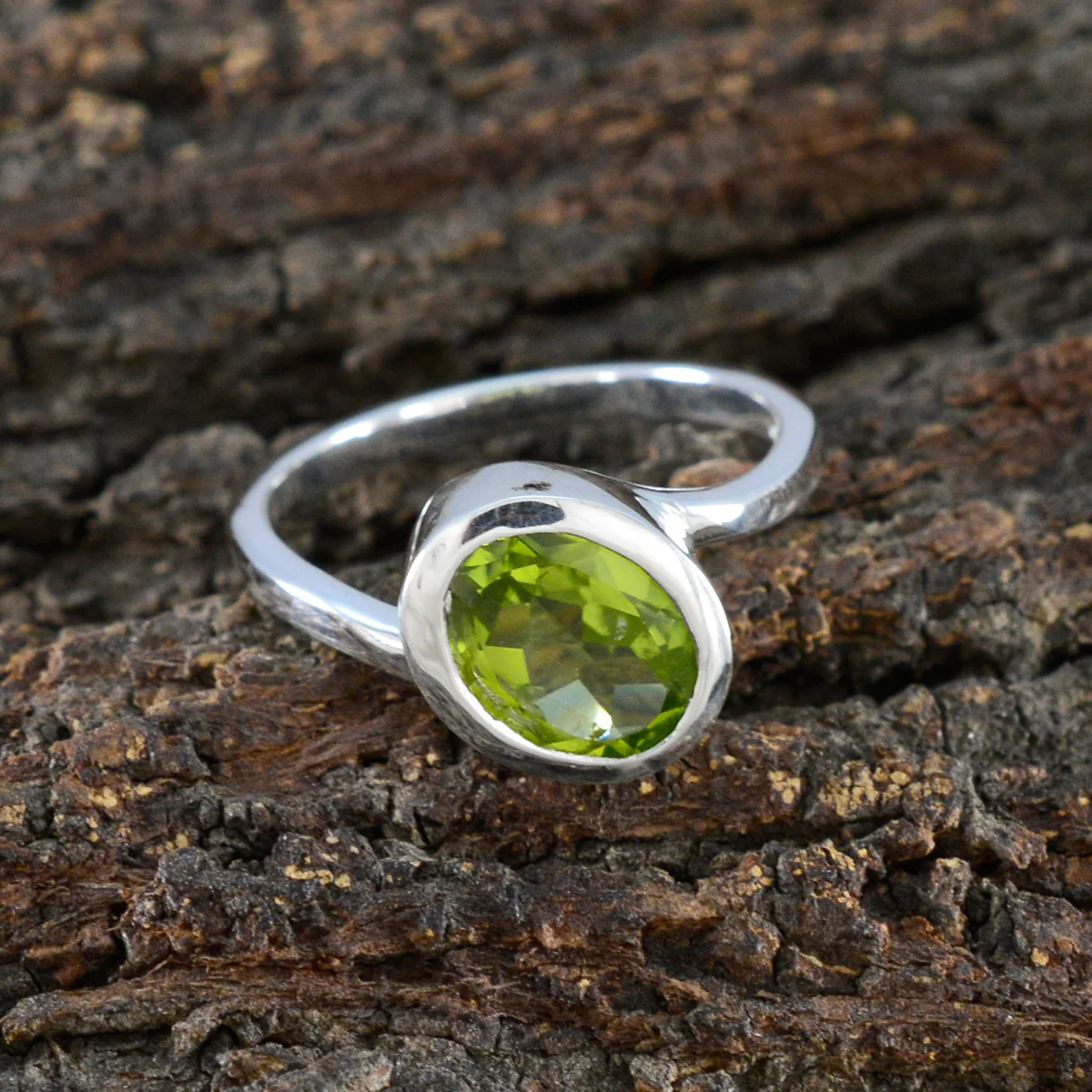 Peridot Solitaire Turkish Sterling Silver Green Gemstones Dainty Abstract Ring Jewelry - Image 3