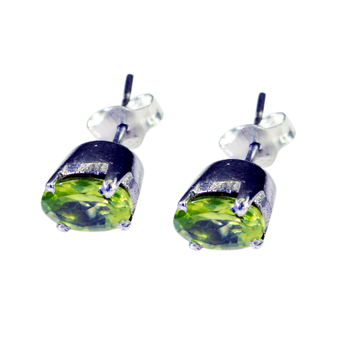 Peridot Spanish Greta Solitaire Stud Green Sterling Silver Earring