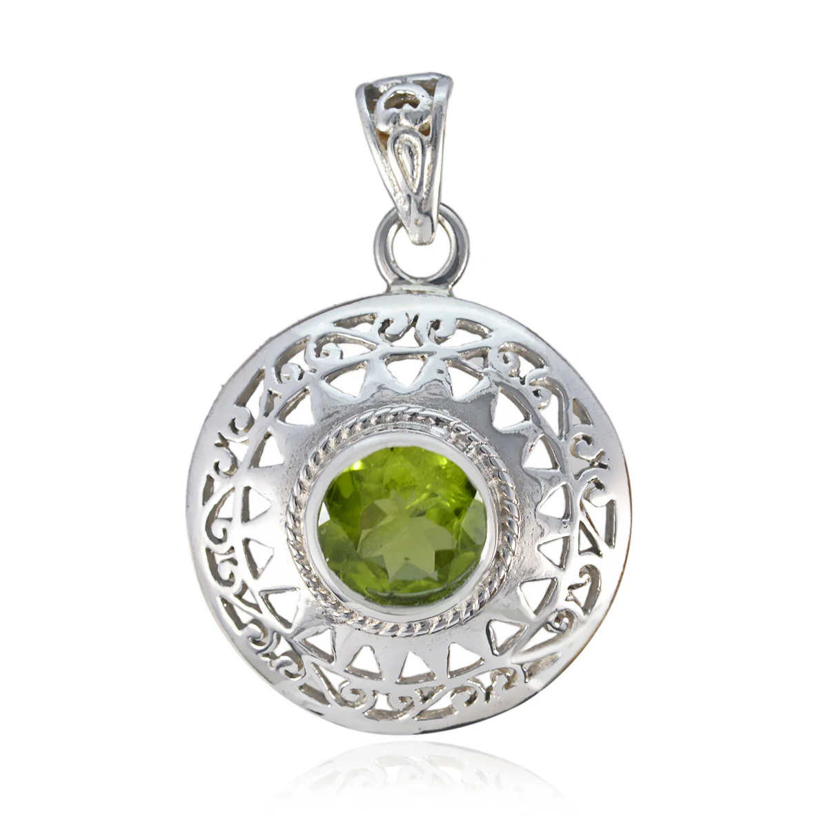 Peridot Statement Italian 925 Silver Solitaire Lucia Vintage Green Pendant Jewelry