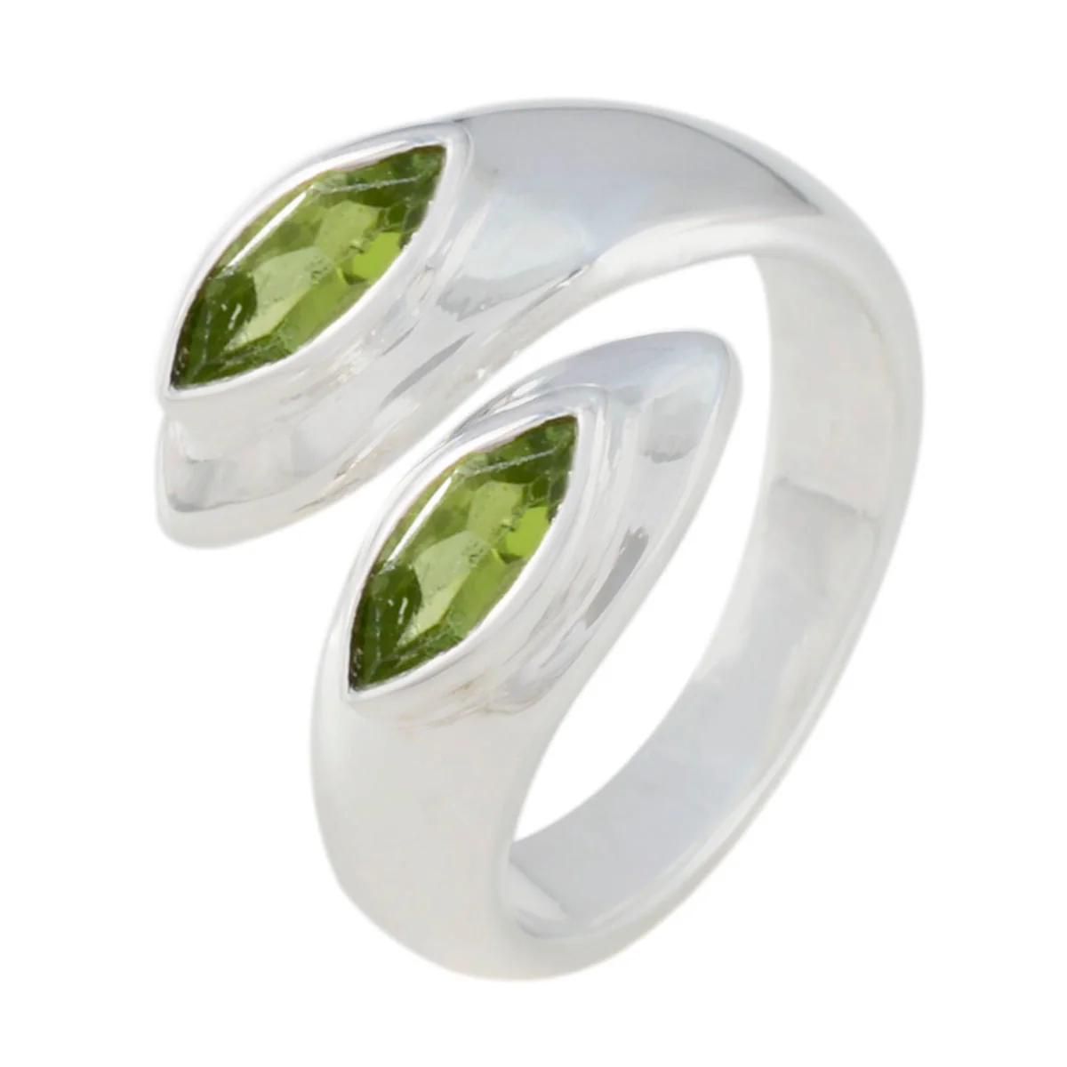 Peridot Toi et Moi French 92.5 Silver Green Gemstones Versatile Abstract Ring Jewellery - Image 2