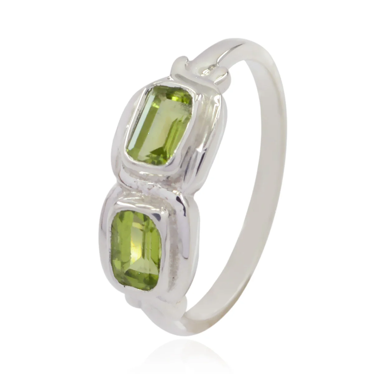 Peridot Toi et Moi Moroccan 92.5 Silver Green Gemstone Featherlight Trendy Ring Jewellery - Image 3