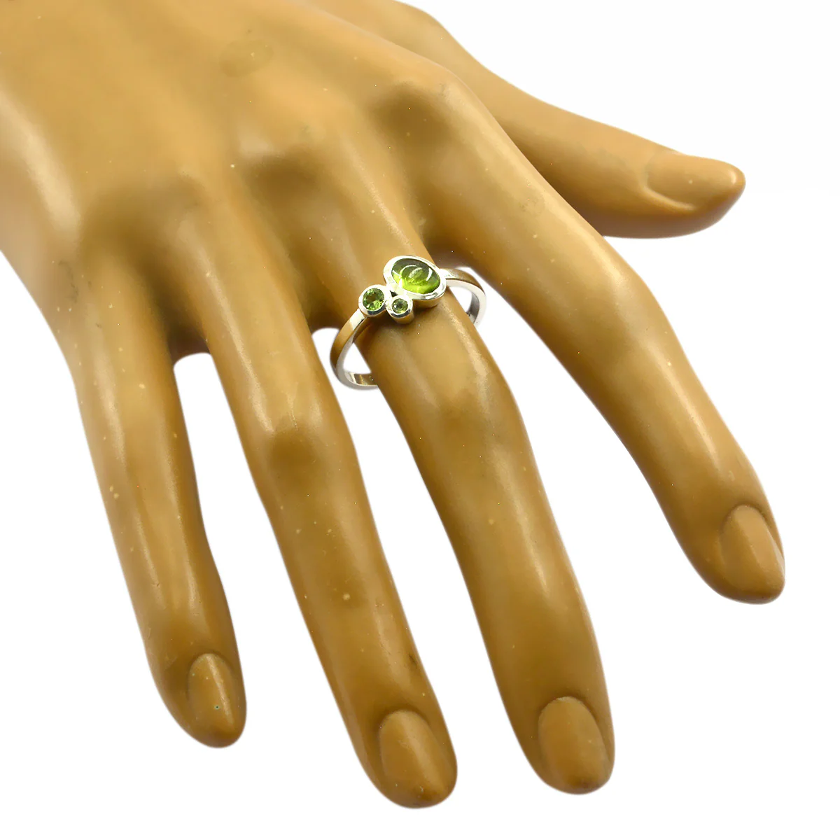 Peridot Trilogy Turkish Silver Green Gemstone Whisper-thin Artisan Ring Jewellery - Image 2