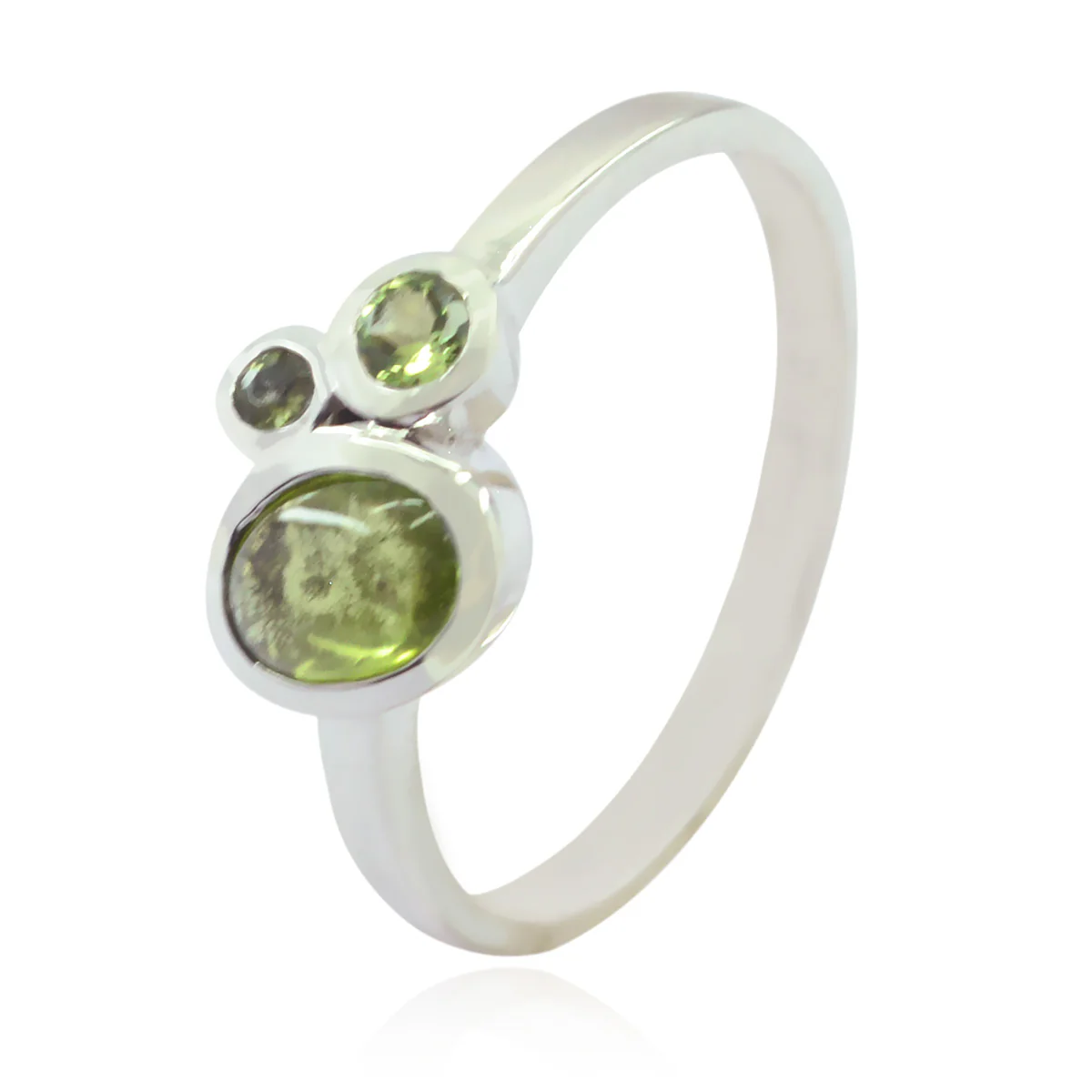 Peridot Trilogy Turkish Silver Green Gemstone Whisper-thin Artisan Ring Jewellery - Image 3