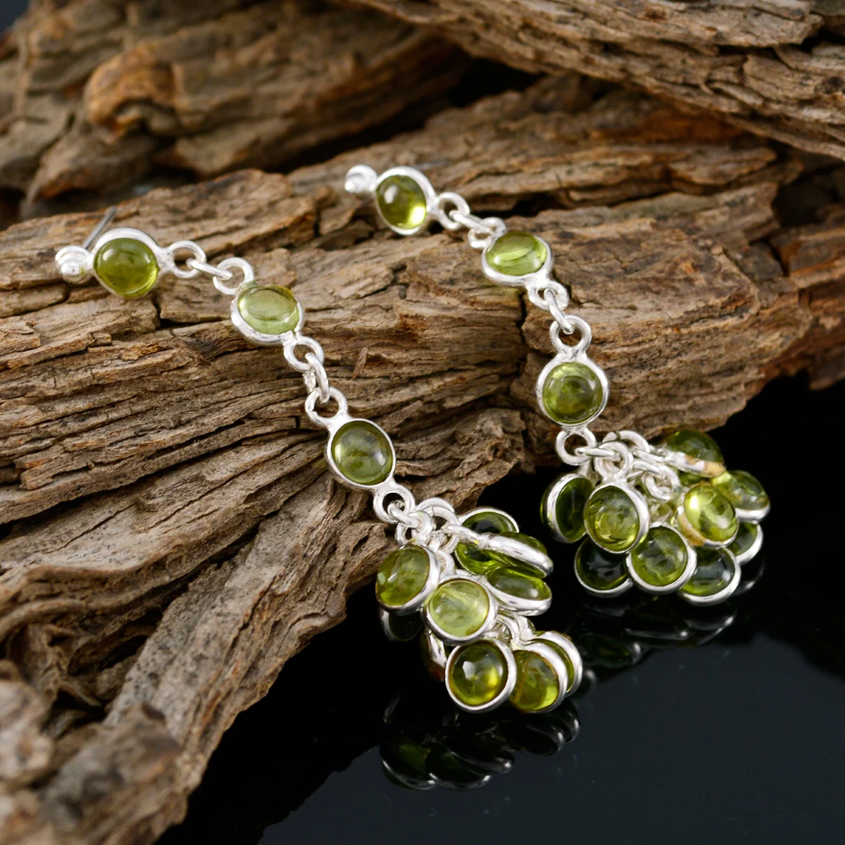Peridot Turkish Elena multiple Stud Green Sterling Silver Earring - Image 3