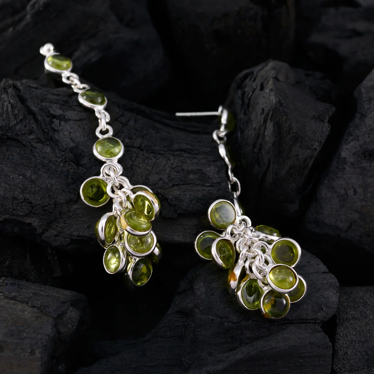 Peridot Turkish Elena multiple Stud Green Sterling Silver Earring - Image 4