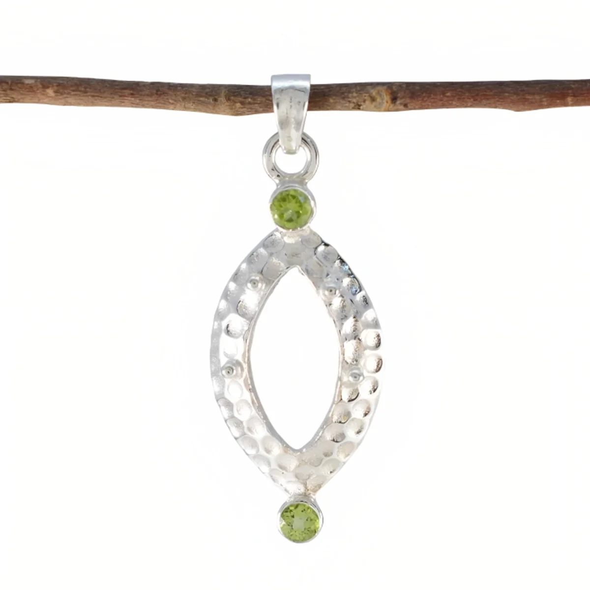 Peridot Whisper-thin American Sterling Silver Toi et Moi Lili Abstract Green Pendant Jewellery