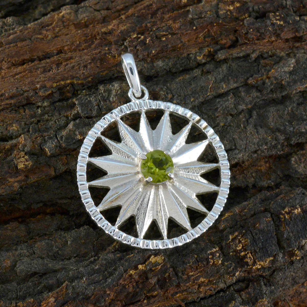 Peridot Whisper-thin Spanish 925 Silver Solitaire Teresa Moon & Star Green Pendant Jewelry - Image 2