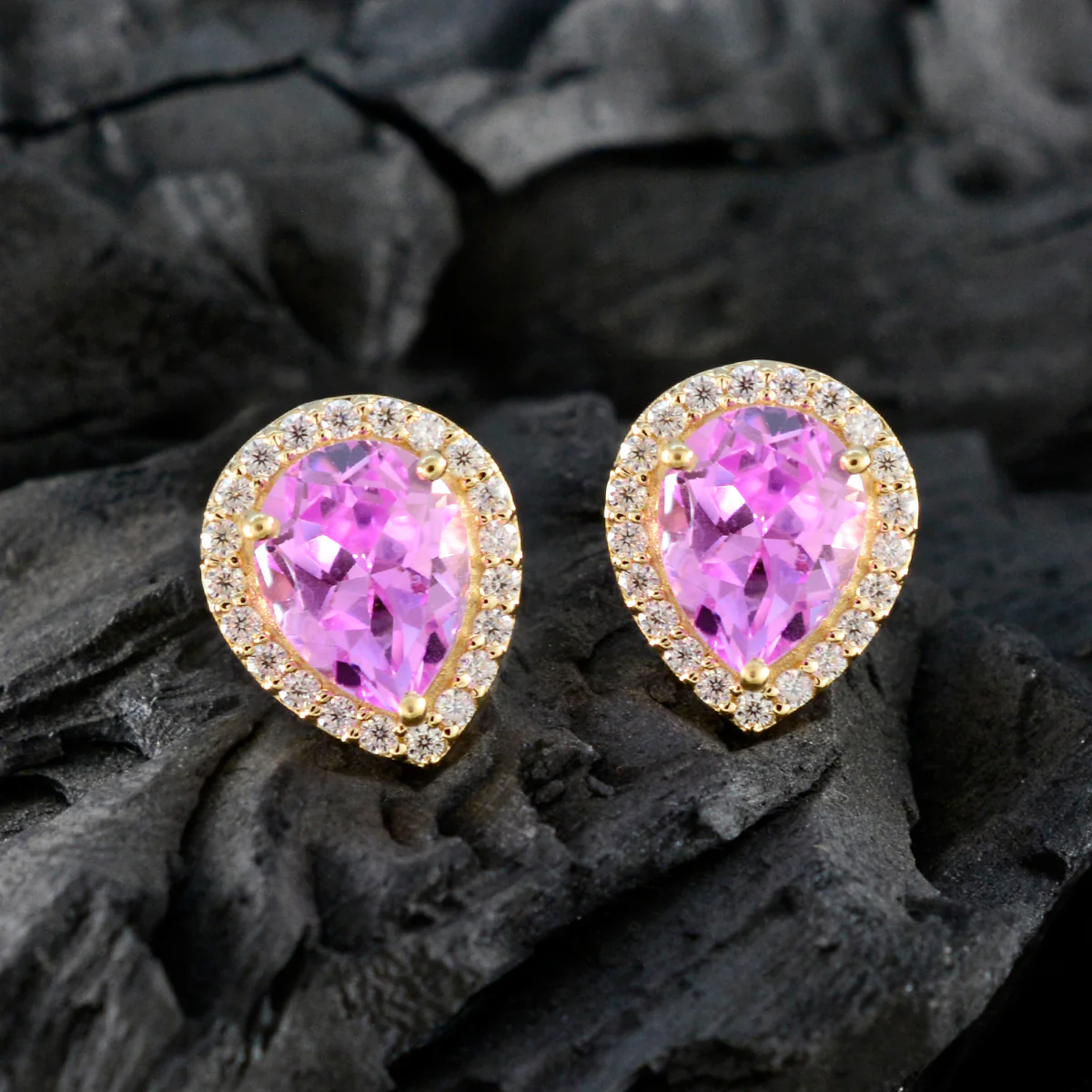 Pink CZ American Micaela multiple Stud Pink Sterling Silver Earring - Image 5