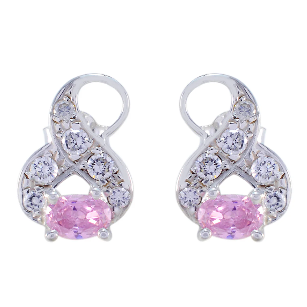 Pink CZ Egyptian Riley multiple Stud Pink Silver Earring