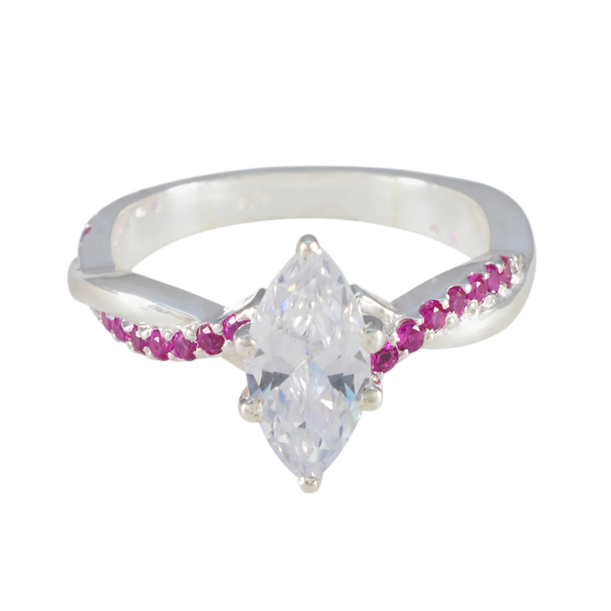 Pink CZ Halo African 925 Sterling Silver Pink Gems Tiny Boho Ring Jewelry