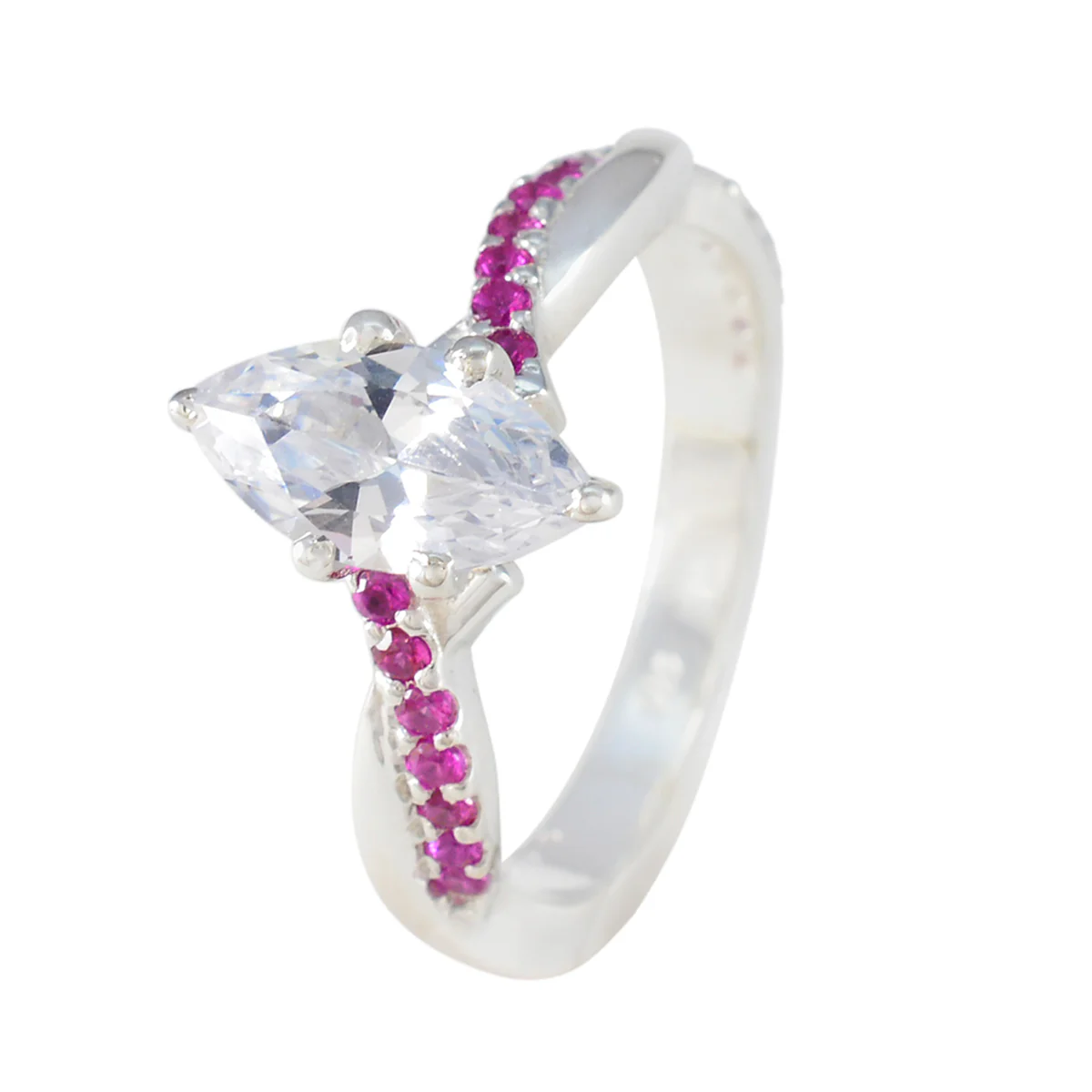 Pink CZ Halo African 925 Sterling Silver Pink Gems Tiny Boho Ring Jewelry - Image 2