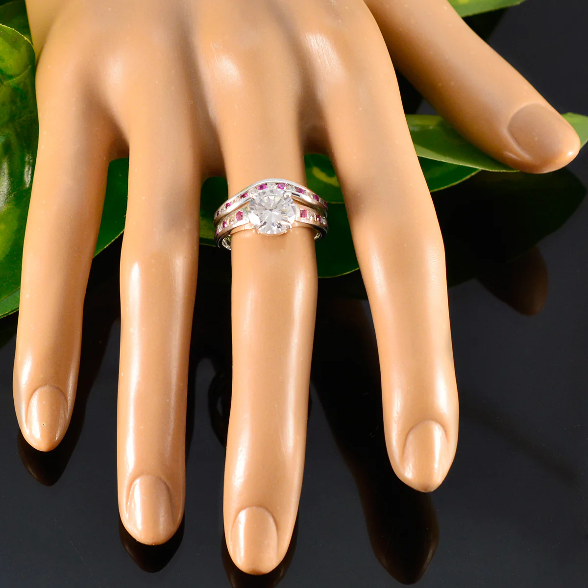 Pink CZ Halo Russian Silver Pink Gemstone Tiny Artisan Ring Jewellery - Image 5