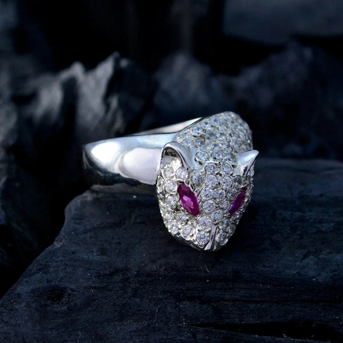 Pink CZ multiple American Sterling Silver Pink Gems Delicate Sophisticated Ring Jewellery - Image 4