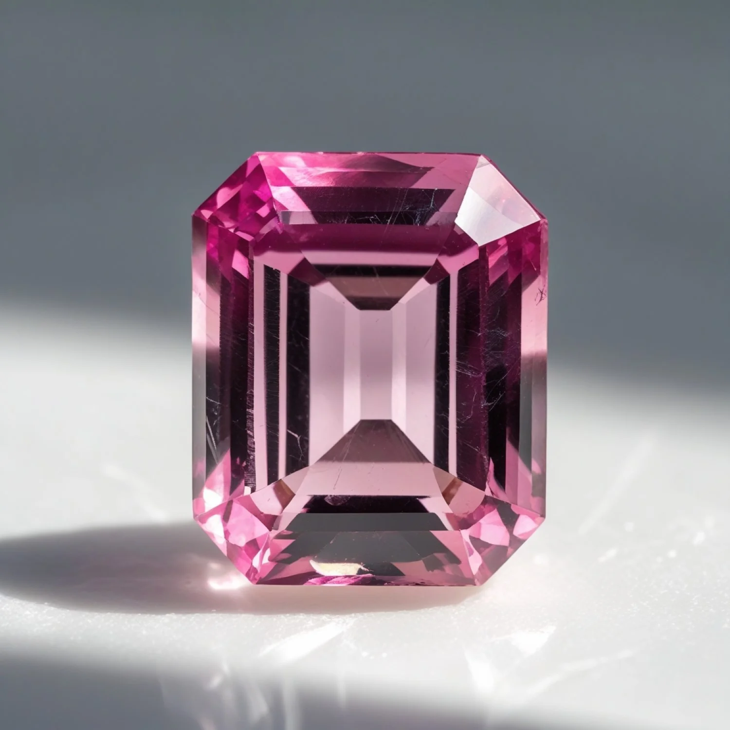 Pink Tourmaline 1PC Large 10x12 MM Emerald Faceted Pink Lustrous Semi Precious Gems - Image 2