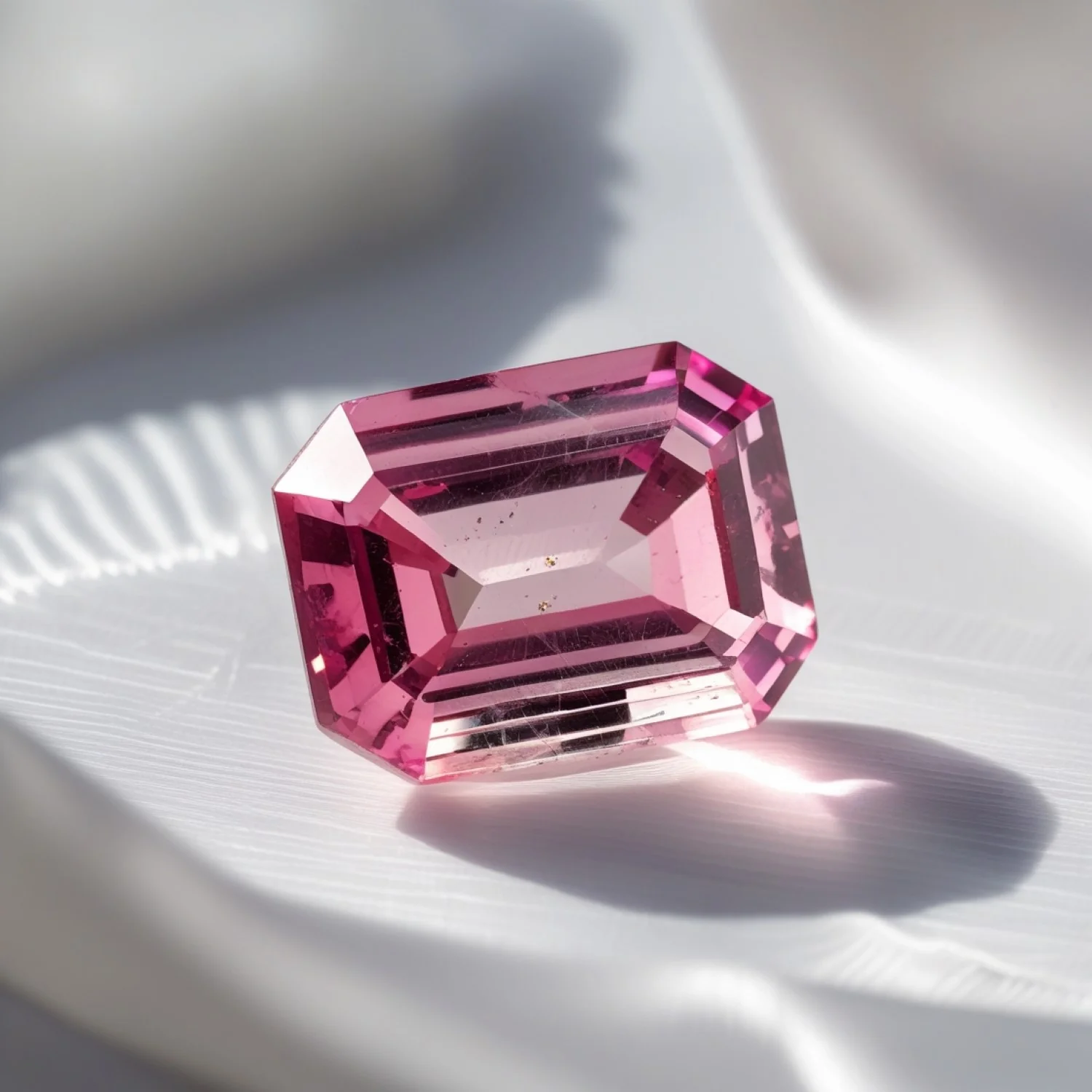 Pink Tourmaline 1PC Tiny 5x7 MM Emerald Faceted Pink Lustrous Semi Precious Gems - Image 2