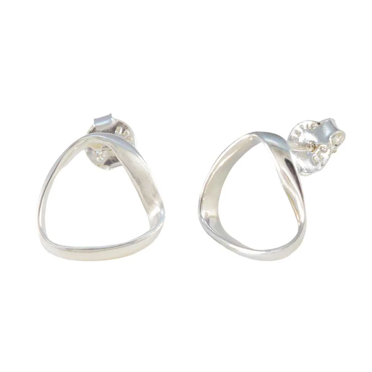 Plain Moroccan María plain Stud Gray 925 Silver Earring - Image 2