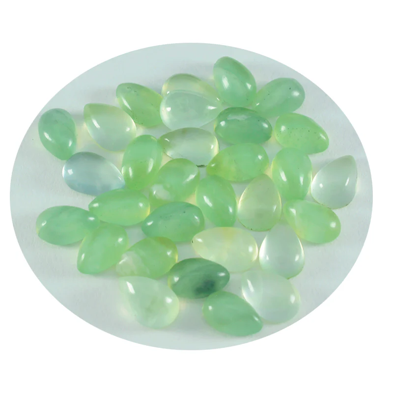 Prehnite 1PC Small 6x8 MM Pear Cabochon Green Pure semi Precious Precious Gemstone - Image 2