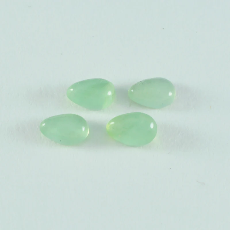 Prehnite 1PC Small 6x9 MM Pear Cabochon Green Fiery semi Precious Gems