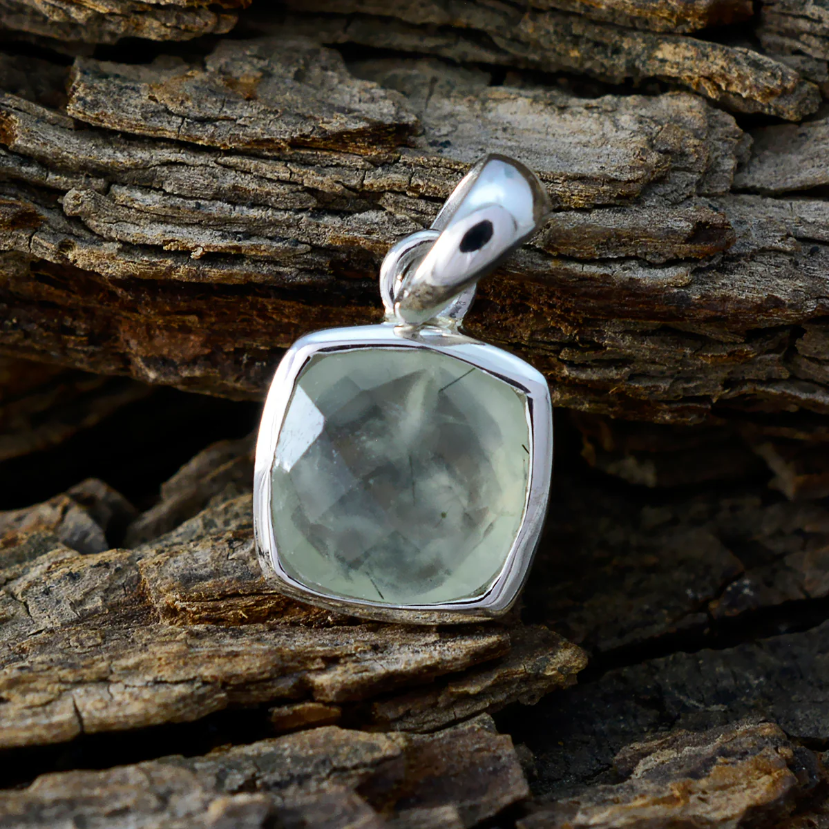 Prehnite Dainty Italian 925 Silver Solitaire Pauline Graceful Green Pendant Jewelry - Image 2