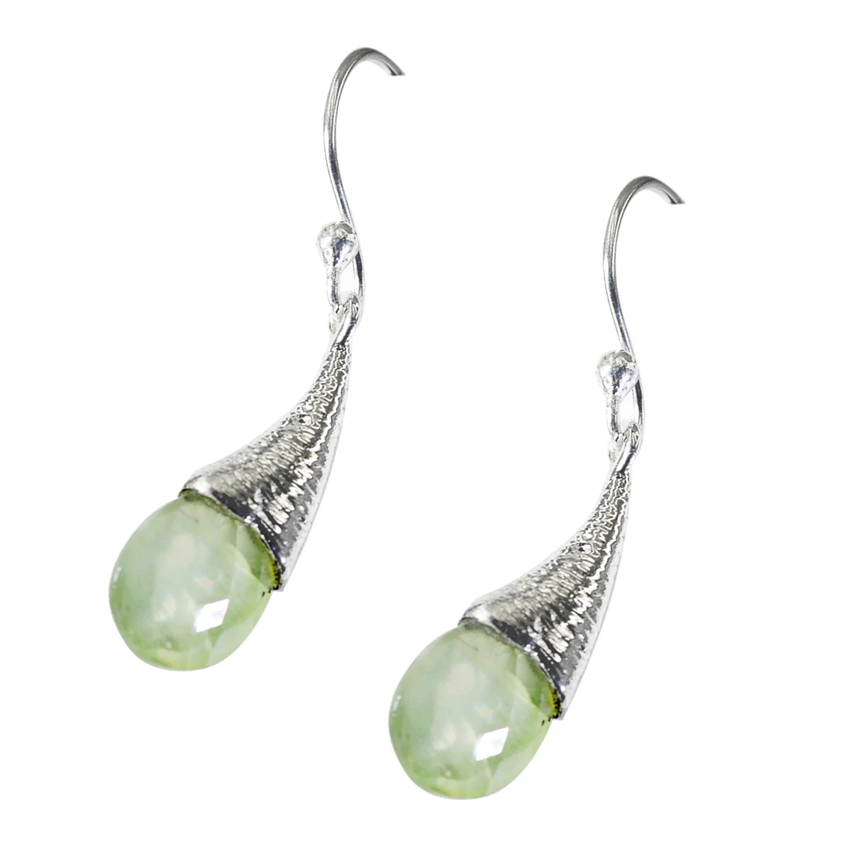 Prehnite Moroccan Zoey Solitaire Dangle Green 925 Silver Earring - Image 3