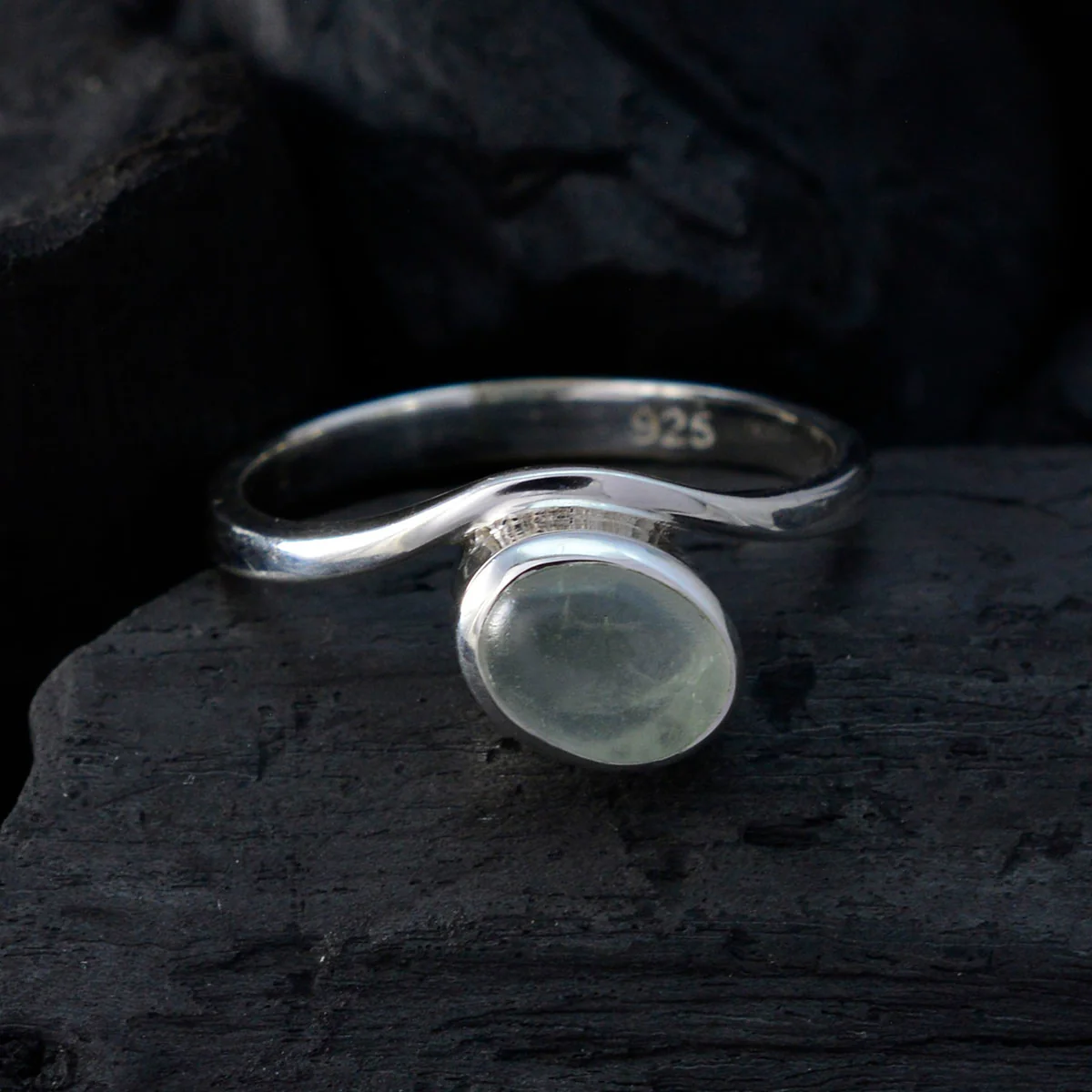 Prehnite Solitaire American 925 Sterling Silver Green Gemstone Whisper-thin Trendy Ring Jewellery - Image 4