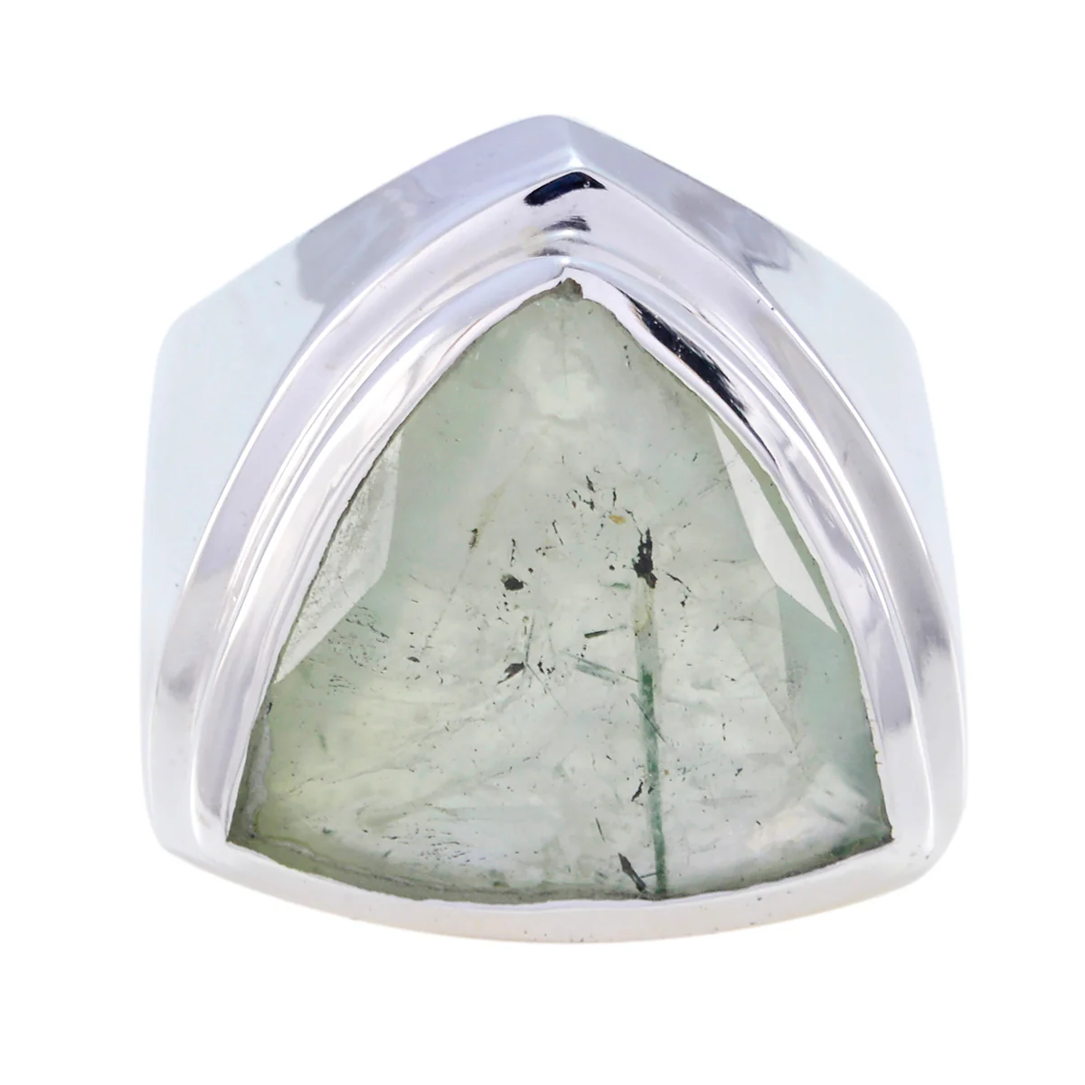 Prehnite Solitaire Egyptian 925 Sterling Silver Green Gemstone Chunky Cocktail Ring Jewelry - Image 2