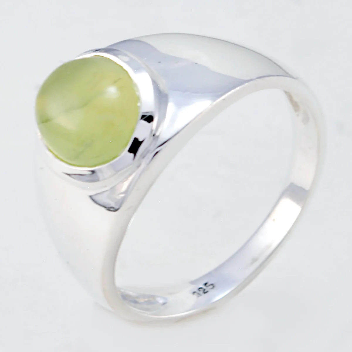 Prehnite Solitaire Indian Sterling Silver Green Gemstone Minimal Abstract Ring Jewellery - Image 2