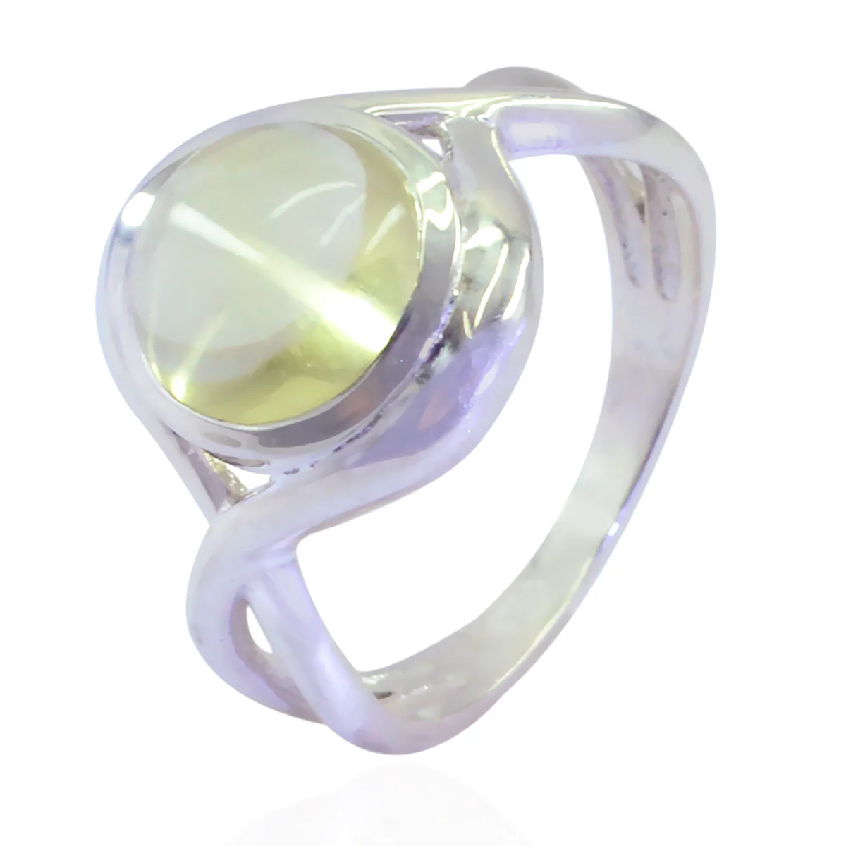 Prehnite Solitaire Russian 92.5 Silver Green Gemstones Mid-weight Graceful Ring Jewelry - Image 3