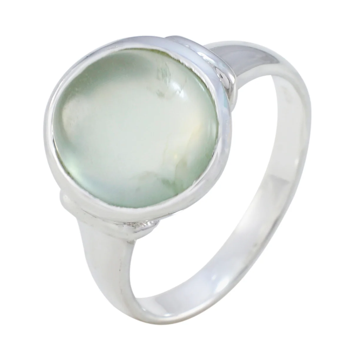 Prehnite Solitaire Russian Sterling Silver Green Gemstone Minimal Modern Ring Jewelry - Image 2