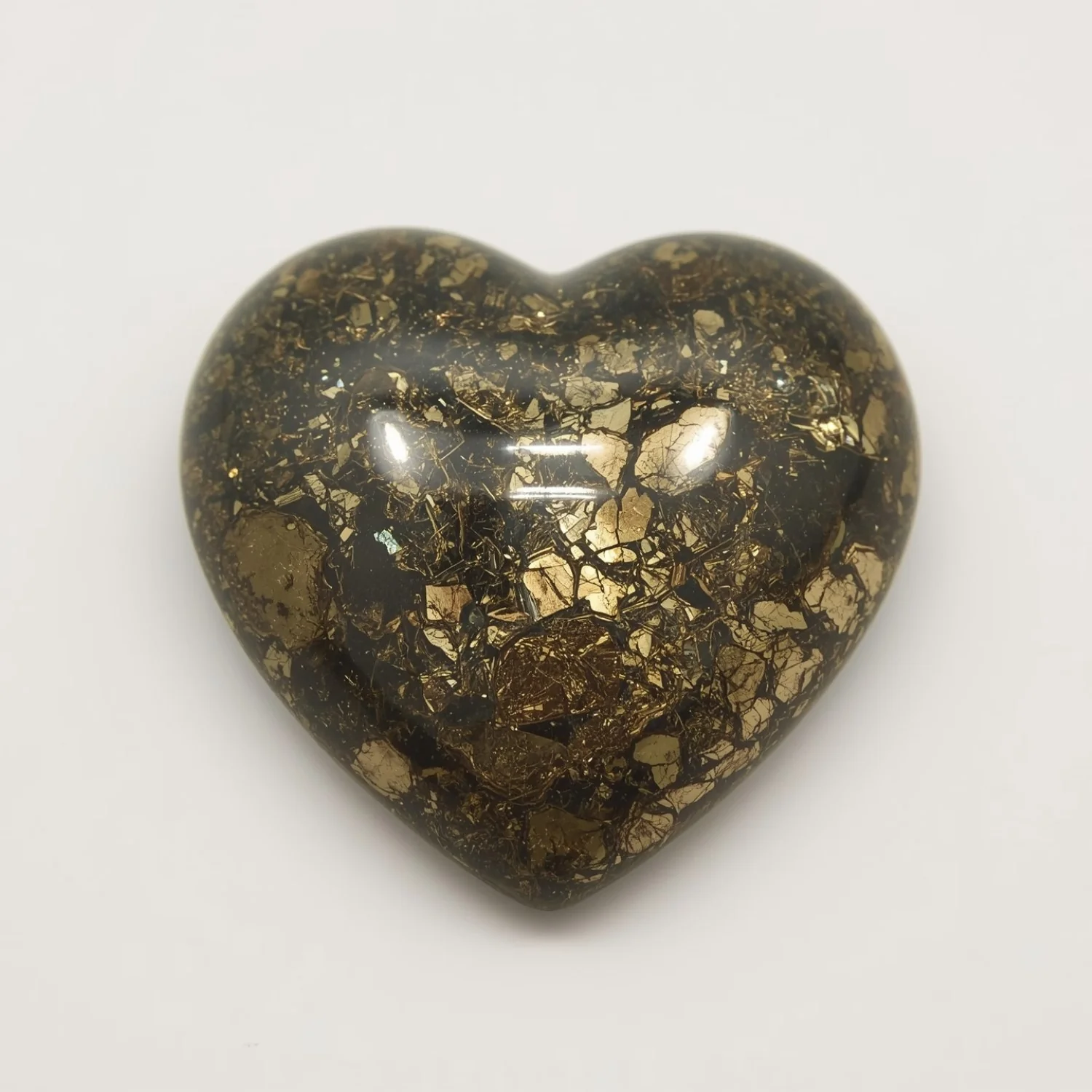 Pyrite 1PC Large 10x10 MM Heart Cabochon Gray Lustrous semi Precious Semi Precious Gemstone